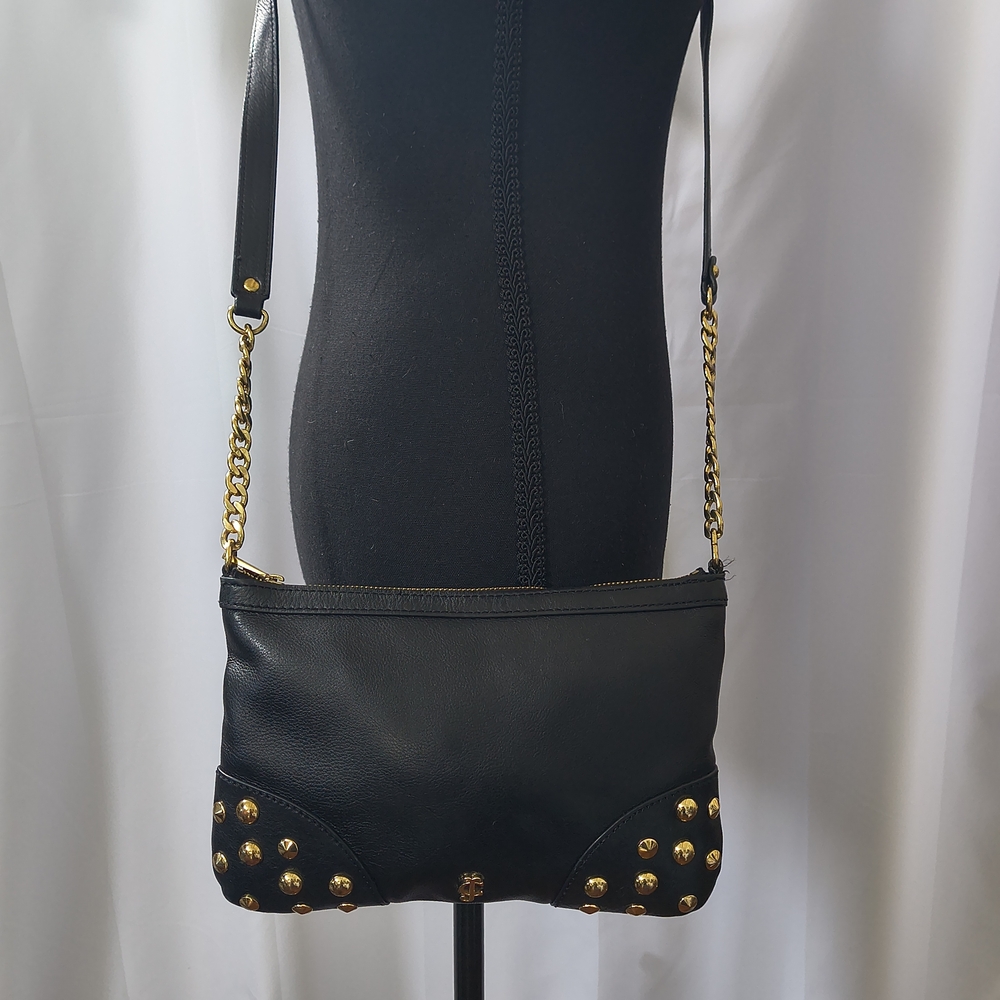 Y2K Juicy Couture Black Genuine Leather Studded Crossbody Bag - Picture 7 of 10